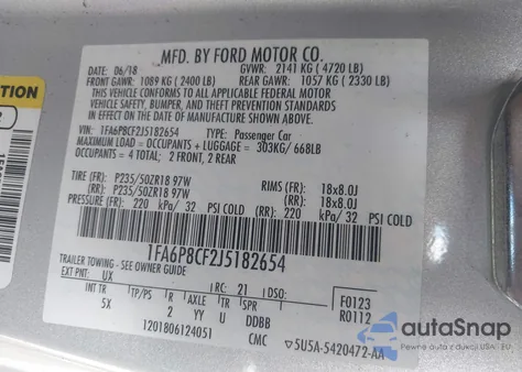 2018 Ford Mustang Gt Premium z USA, uszkodzony, nr VIN 1FA6P8CF2J5182654